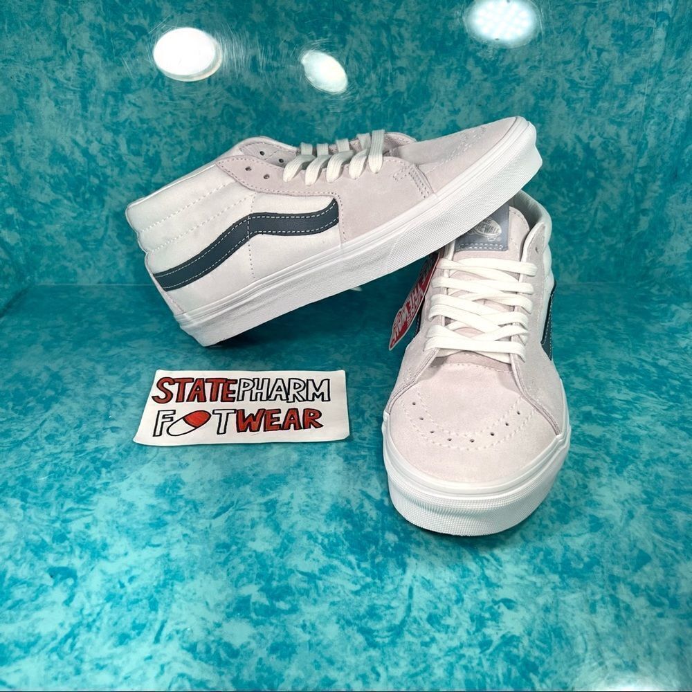 Vans Sk8 Mid Off White Gray Women's Suede Low Top Cute Shoes Sneakers Size 9